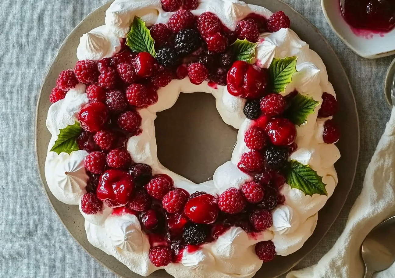 Holiday Berry Meringue Wreath