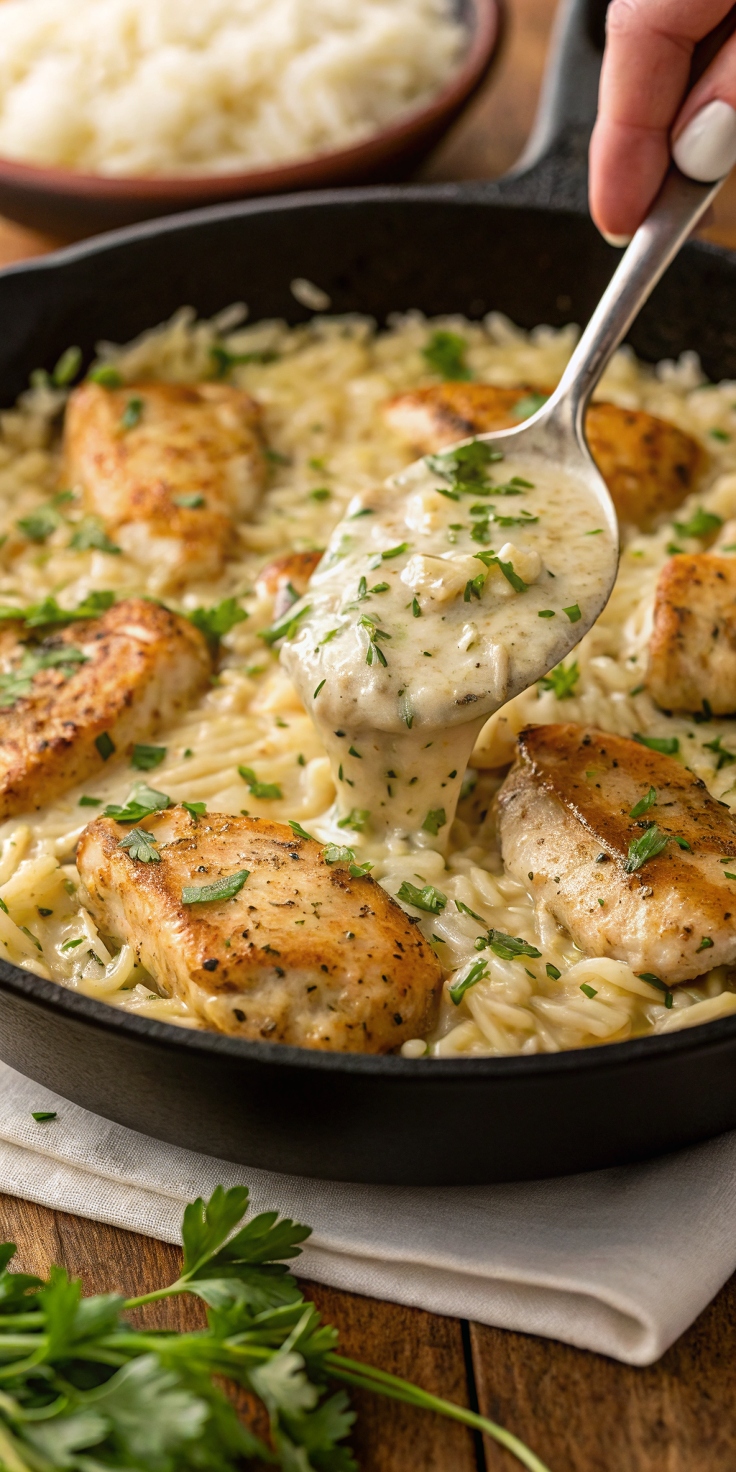 Creamy Herb Chicken & Basmati Rice – A Comforting, Flavor-Packed One-Pan Meal