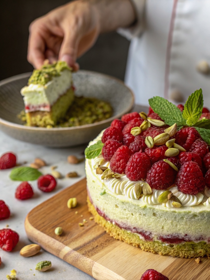 Pistachio Raspberry Cake – Elegant, Nutty, and Delightfully Fruity!